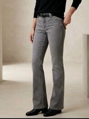 Vintage Banana Republic Gray Bootcut Jeans Gray Denim Mid Rise Ribbed Y2k Sz 8